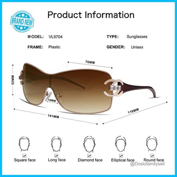 Oversized Y2K Wrap Around Sunglasses Trendy Frameless Shield Fashion Glasses main image 5